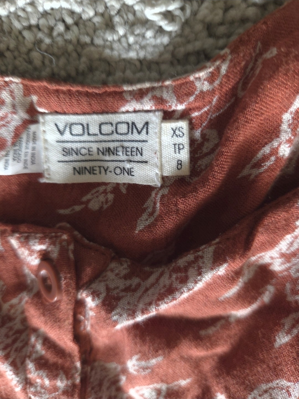 Volcom Rust Floral Button-Front Sundress - Picture 3 of 3